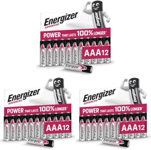 Energizer Advanced Piles AAA (Lot de 36) Micro LR03 Alcaline 1,5 V - Haute Performance - Télécommandes, Jouets et Électroniques - Made in EU - Emballage 0% Plastique - Conservation 10 Ans
