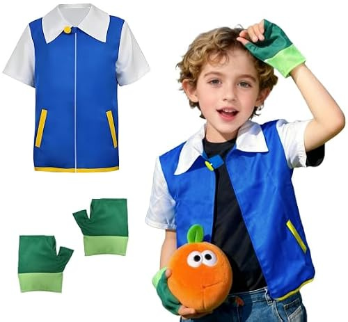 YushengTai Costume de cosplay classique, bleu à manches courtes, costume de héros d'enfance pour carnaval, Halloween, fêtes à thème, spectacles sur scène, vêtements de tous les jours