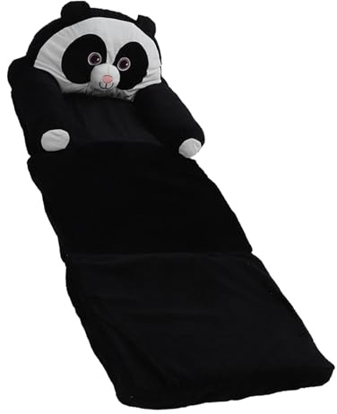 BAFOVY Hopfällbar Barnsoffa Kort Plysch Bäddsoffa för Barn Söt Tecknad Design Mjuk Bärbar 1800 G Hopfällbar Soffa för SmåBarn och Barn Lekrum i Hemmet (Panda)
