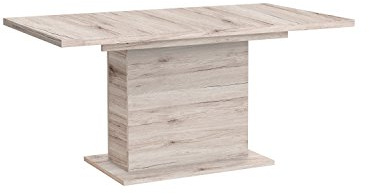 Forte Calpe Esstisch mit Synchronauszug und einer innenliegenden Einlage, Holzwerkstoff, Sandeiche, 160 x 90 x 76.59 cm