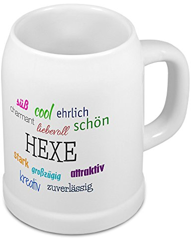 digital print Bierkrug mit Namen Hexe - Motiv Positive Eigenschaften - Namenstasse, Becher, Maßkrug, Humpen