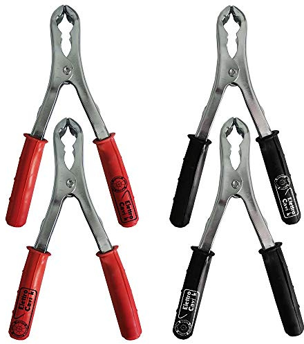 ® ELETTRO CAVI K - PINZE A COCCODRILLO IN ACCIAIO ZINCATO PROFESSIONALI PER BATTERIA AUTO MOTO CAMION 120 A (2 ROSSE + 2 NERE)