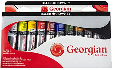 Daler Rowney Georgian Oil, Ölfarben in Premium-Qualität, Einsteigerset 10 x 22ml, multi, 10 x 22 ml