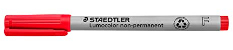 Staedtler 316-2 Lumocolor non-permanent Folienstift (wasserlöslich, 10 Stück in Kartonschachtel, F-Spitze Linienbreite ca. 0.6 mm, hohe Qualität Made in Germany) rot, Fein (ca. 0,6 mm), 316-2 VE