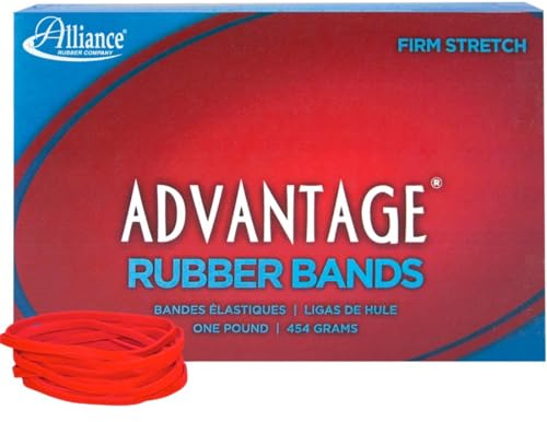 Alliance Rubber 96325 Advantage Rubber Bands Size #32, 1 lb Box Contains Approx. 700 Bands (3 x 1/8, Red)