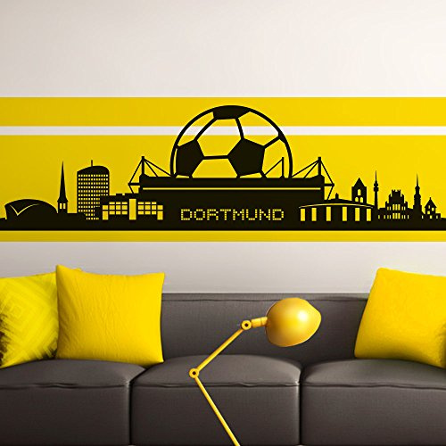 Grandora Wandtattoo Skyline Dortmund I schwarz (BxH) 165 x 47 cm I Wohnzimmer Schlafzimmer Stadt Fußball Fan Verein Aufkleber Wandaufkleber Wandsticker W890