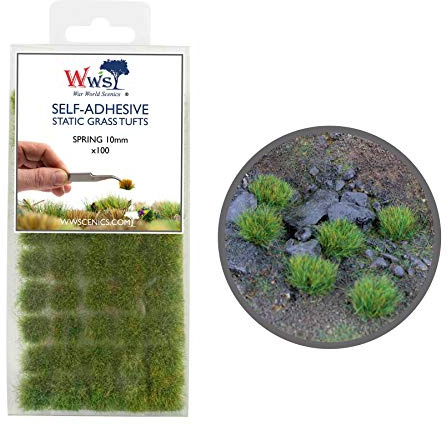 War World Scenics 10mm Frühling Selbstklebende Statische Grasbüschel x 100 - Modellbau Modellbahn Landschaftsbau Diorama Miniatur Tabletop Spiele Wargame Modelleisenbahn Geländebau