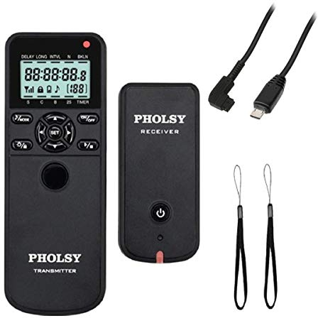 PHOLSY Timer Camera Remote Control with Intervalometer HDR for Sony a1, a9, a9M2, a7M2, a7M3, a7M4, a7RM5, a7RM3, a7RM4, a6600, a6500, a6400, a6100, RX100M4, RX100M5, RX100M6, RX100M7, RX10M4, HX99
