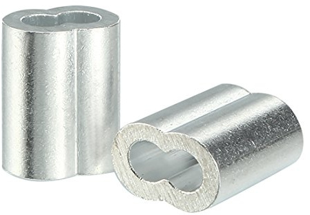 Sourcingmap Aluminum Crimping Loop Sleeve Double Barrel for 1.5mm(1/16) Wire Rope Pack of 50