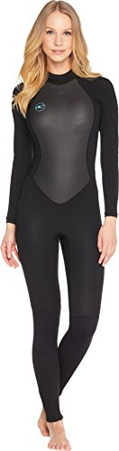 O'Neill Women's Reactor-2 3:2mm Back Zip Full Wetsuit, Lightweight Warmth and Flexibility for All Water Activities, Black/Black, 10