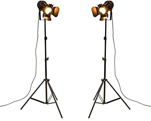 YUENSLIGHTING Industrielle schwarze Stativ-Stehlampe Standleuchten, 5 m Kabel mit Schalter Stehlampe Stativ Schwanenhals für Wohnzimmer Schlafzimmer Büro Bar Beleuchtung (2er Pack)