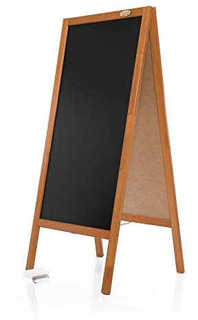 AZZAP Kundenstopper 130cm Holz Tafel Aufsteller Werbetafel Standtafel Schreibtafel Holztafel Werbung Hellbraun