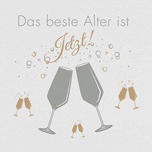 HANTERMANN Spruch Servietten Das Beste Alter weiß | Servietten mit Spruch | Premium Airlaid (stoffähnlich) | 50 Stück | 40 x 40cm | perfekt für Hochzeit, Geburtstag, Grillparty | Made in Germany
