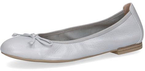 CAPRICE Damballerinaskor av läder med rosett, Lt Blue Pe Dee, 39 EU