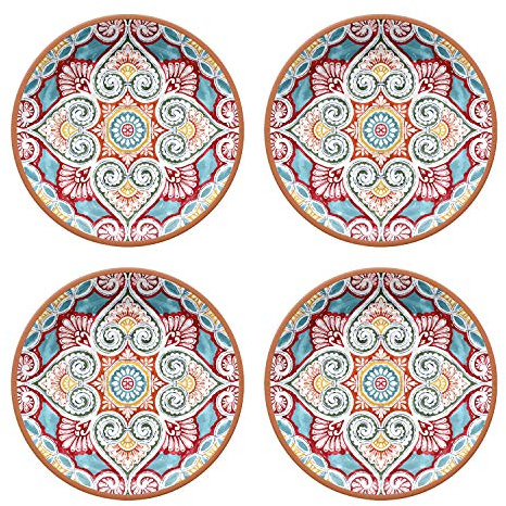 Auntie Morags Purely Home Rio Corte - Outdoor/Camping/BBQ - Melamine Dinner Plates Sets (4)