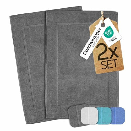 etérea Carli Duschvorleger Frottee schnelltrocknend 50x80 cm Graphit | 2er Set · Schnelltrocknend · Saugstark & weich · 850 g/m² · 100% Baumwolle · 60°C waschbar · OEKO-TEX Made in Green