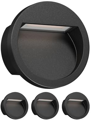 ledscom.de 4x LED Wandeinbauleuchte NOLA, Downlight für außen, IP54, schwarz matt, 105mm Ø, warmweiß