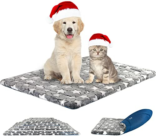 KROSER Hundebett Wasserdicht Wendbare Hundematte, Grau, 76x51 cm | Kleine Hunde Waschbar, Wendbare Hundematte Kühl und Warm, Weiches Hundekissen für Kleine Hunde und Katzen bis zu 20Kg