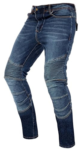 Skylinewears Men’s Motorcycle Riding Jeans – Motorbike Rider Racing Pants with Stretch Panels and Removable Knee & Hip Armor Blue-W32-L34
