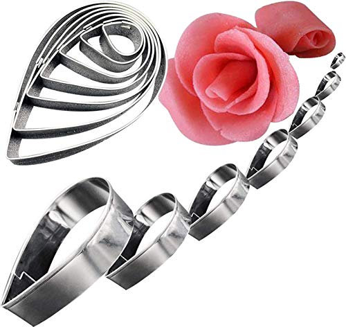 DUBENS 10er Set Tear Drop Cutter Set, Polymer Clay Cutters, Rose Petal Kuchen Cookie Cutter, Austin Rose Cutter, Blume Cookie Cutter, Kuchen Fondant Dekorationen, Gebäck Backform