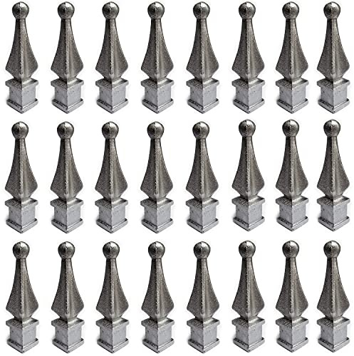 Finial Ornamental Fence Topper Quad Flare Spear with Ball in Cast Fleur De Lis Ornamental Fence Gate, This Finial fits Over 1/2 Square Material, Lot of 24 Pieces