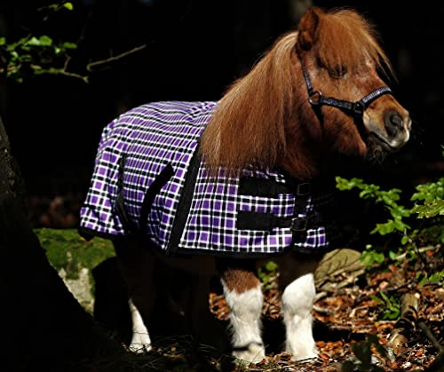 1200 Denier Regendecke Outdoordecke Karo Lila Fleece Lining o Gramm 65 70 75 85 95 100 cm Tysons Minishetty Mini Shetty Minipony (65)