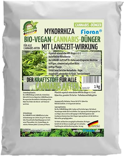 Fioran® Bio Canabis Hanf Mykorrhiza Grow 1 Kg mit Mykorrhiza organischer Bio-Vegan Intensiv Dünger Langzeitwirkung