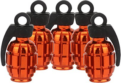 SENZEAL 5 x Aleación de Aluminio Granada de Mano camión Motocicleta Rueda Rueda Tapa de válvula de neumático Tapa de válvula (Naranja)