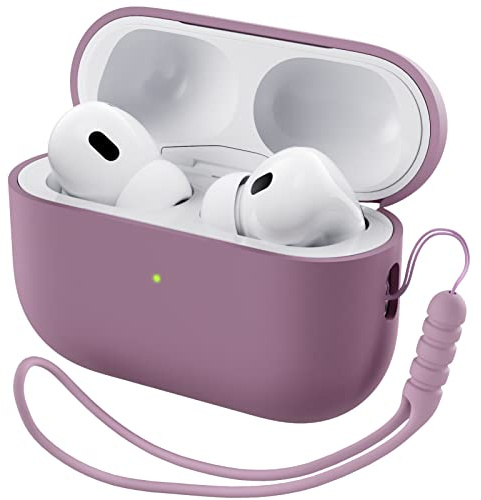 ORNARTO für AirPods Pro 2 Hülle Silikon mit Lanyard - Lila Flieder | Premium Flüssigsilikon, robuster PC-Kern, mit Lanyard, stoß- und kratzfest, große Farbauswahl