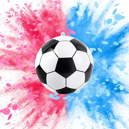 Gender Reveal Fußballball Hillylolly blau oder rosa Pulver, Gender Reveal Party Spiele, Baby Geschlecht Verkünden, Gender Reveal Party Rauchbombe (Pulver+Papier)