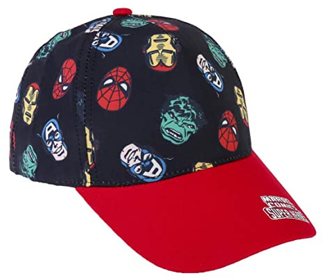 Mössa för barn med välvt paraply Avengers – svart – lämplig från 4 till 8 år – med broderi – barnkeps med justerbart kardborrband – originalprodukt designad i Spanien