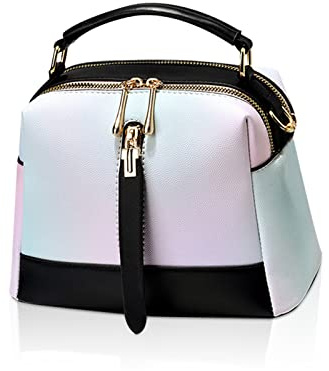 NICOLE & DORIS Handtasche für Damen klein Umhängetasche Modern Schultertaschen PU Leder Mehrfarbige Henkeltasche Mädchen Messenger Bag Satchel Crossbody Bag Handytaschen Schwarz