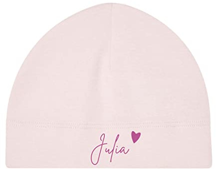 minimutz Kleine Babymütze mit Namen | Personalisierte Mütze Beanie für Baby und Neugeborene | Motiv Herz