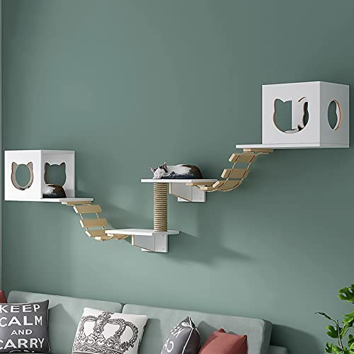 Marco de Escalada para Gatos Montado en la Pared, Conjunto Muebles para Gatos Pared, Rascador para Estantes para Gatos Muro de Escalada para Gatos DIY para Escalar, Dormir y Jugar (Size : Set C)
