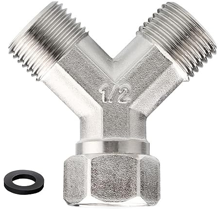 Carpango Conector de pieza en Y para lavadora, grifo de cobre para lavadora y lavavajillas, divisor doble de 1,27 cm caliente