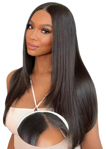 45 cm människohår peruk 5 x 5 spets främre peruk human hår med 200 % density rak lim human hair peruker för svarta kvinnor naturlig svart färg peruker äkta hår damer (45 cm)