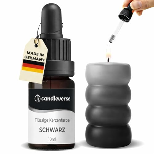 Candleverse Premium Flüssige Kerzenfarbe [Schwarz] | Hochkonzentrierte Farbe für DIY Kerzenherstellung | 10ml Flasche
