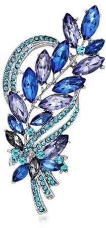 JINZIJINYU Broche Femme Vetement Decollete Broche Rétro En Pierre Précieuse De Cristal Pour Femmes Épingle De Corsage Accessoires De Robe De Costume Noir Et Bleu