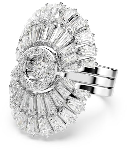 Swarovski Idyllia Kollektion Stapelring-Set, Muschelmotiv mit Klaren Gemischtschliff-Kristallen in Rhodinierter Fassung