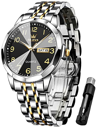 OLEVS Herrenuhren Business Kleid Luxus Armbanduhr Luminous Leicht zu lesen wasserdichte Edelstahluhr für Männer