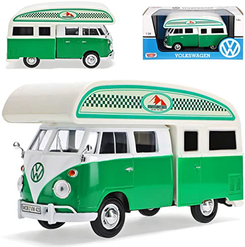 Motormax Volkwagen T1 Camper Bus Personen Transporter Grün 1950-1967 1/24 Modell Auto