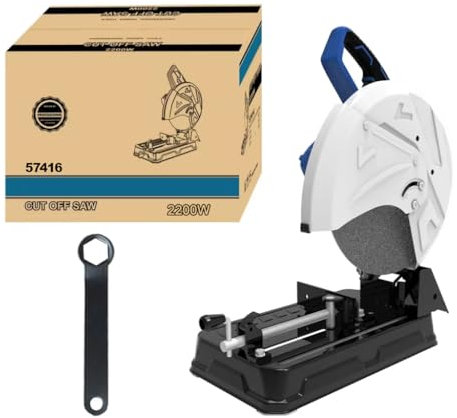 Scie à tronçonner, diamètre de lame 355 mm, scie à tronçonner, 2200 W, coupe en acier, capacité de coupe maximale 155 mm, réglable de 0 à 45 °, scie à sec, scie à onglet pour couper le métal, scie à