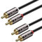 J&D Cable RCA de 1,2 m, Chapado en Oro Cable de Audio estéreo 2 x 2 Cinch, RCA Estéreo Macho a Macho, Compatible con Amplificador, Altavoz, Reproductor de CD/DVD, HDTV