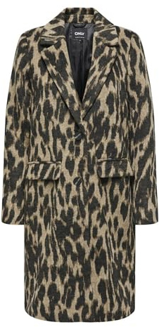 ONLY Onlvalborg Animal Life Coat Otw Cappotto, Nero, XS Donna
