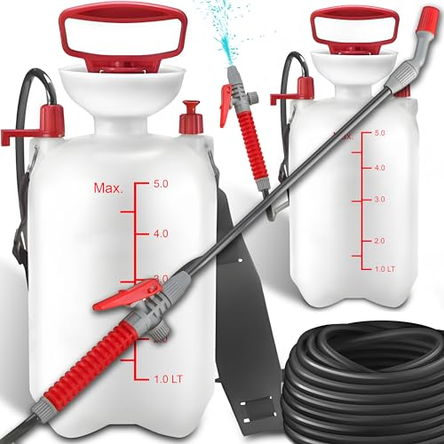Retoo Drucksprüher 5 L Füllinhalt Gartenspritze Sprühgerät für den Pflanzenschutz Drucksprühgerät Universelle Sprühflasche für Essigsäure Wasser Dünger Verstellbare Düse Spiralschlauch