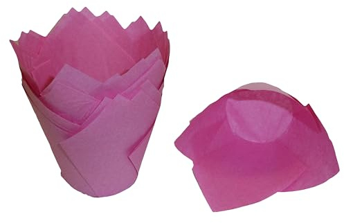 Scrumptious 50 pirottini in carta oleata per muffin, a forma di tulipano, color ciliegia, perfetti per feste di compleanno, matrimoni e anniversari