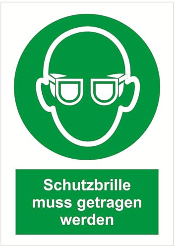 Indigos UG - Schild Schutzbrille muss getragen werden - 297x420 - Hotel, Firma, Schutz, KITA, Arzt, Praxis - Sicherheit - Warnung - Aluverbundplatte 3mm, Wohnung - Hinweisschild - Warnschild