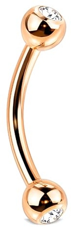 Stachelkleid Curved Barbell Bananen Augenbraun Piercing gebogen Zirkonia Titan Hypoallergen Zirkonia Farbe Eskimo Bridge Rook Ohr 1,2 mm Stab langlebig leicht unisex