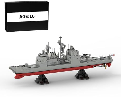 BuildCubes 1/300 Technik Schiffe Militär Bausatz, MOC Militär Schlachtschiff Bausteine Battleship, 1496Teile Technik Kriegsschiffe Klemmbausteine Konstruktionsspielzeug Geschenk