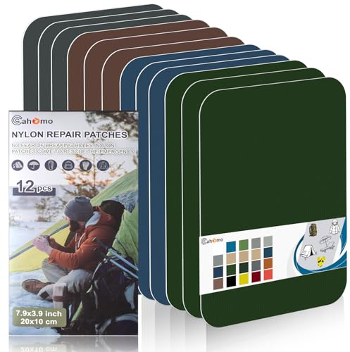 Cahomo Nylon Repair Patches Nylon Repair Tape Nylon Fabric Patch Self Adhesive Outdoor Camping Gear Nylon Repair Kit for Tent, Umbrella, Down Jackets, Sleeping Bag, Knapsack